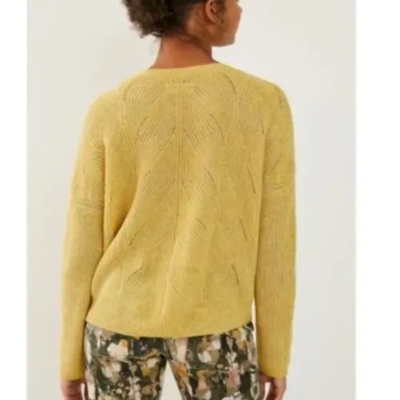 Anthropologie Sz XS Cropped Open Knit Sweater Gray Cotton Polyamide Pullover - Picture 5 of 7